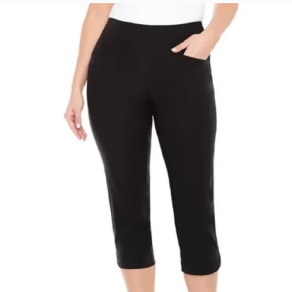 S.C &CO Ladies 360 Tummy Control Pull On Capri Pant Black Size 16 NWT